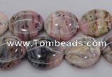 COP1261 15.5 inches 12mm flat round natural pink opal gemstone beads