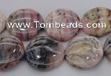 COP1262 15.5 inches 14mm flat round natural pink opal gemstone beads