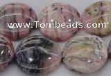 COP1265 15.5 inches 20mm flat round natural pink opal gemstone beads