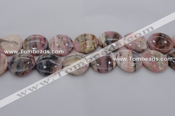 COP1266 15.5 inches 22mm flat round natural pink opal gemstone beads