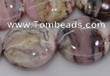 COP1267 15.5 inches 25mm flat round natural pink opal gemstone beads