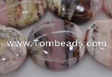 COP1268 15.5 inches 30mm flat round natural pink opal gemstone beads