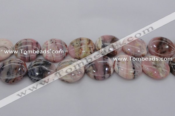 COP1268 15.5 inches 30mm flat round natural pink opal gemstone beads