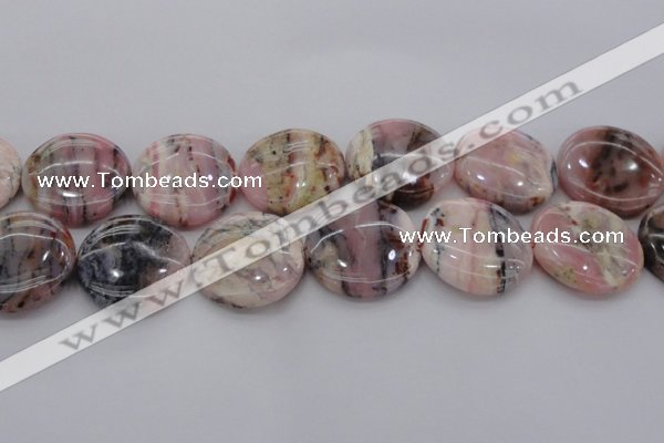COP1269 15.5 inches 35mm flat round natural pink opal gemstone beads