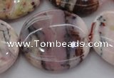 COP1270 15.5 inches 40mm flat round natural pink opal gemstone beads