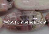 COP1284 15.5 inches 30*60mm oval natural pink opal gemstone beads