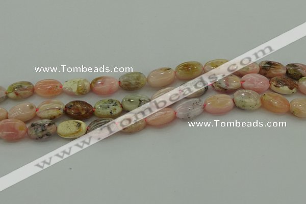 COP1291 15.5 inches 10*14mm oval natural pink opal beads