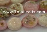 COP1295 15.5 inches 12mm flat round natural pink opal beads