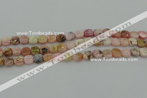 COP1297 15.5 inches 8*8mm square natural pink opal beads