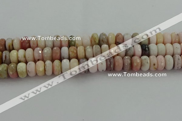 COP1324 15.5 inches 7*12mm faceted rondelle natural pink opal beads