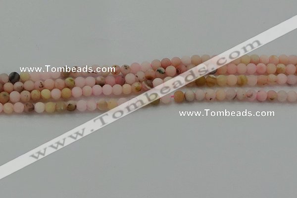 COP1330 15.5 inches 4mm round matte natural pink opal gemstone beads