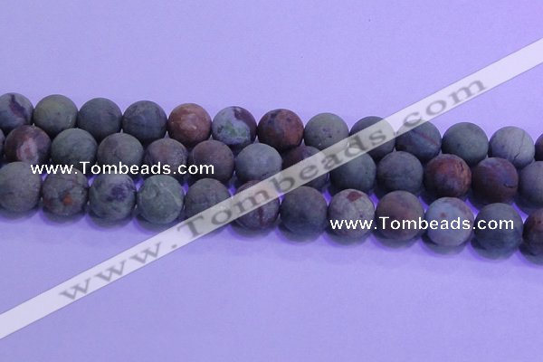 COP1356 15.5 inches 16mm round matte green opal gemstone beads