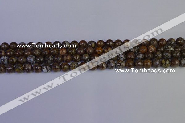 COP1371 15.5 inches 6mm round fire lace opal beads wholesale