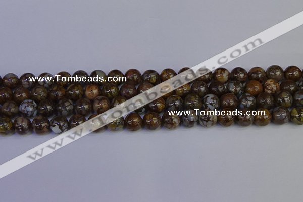 COP1373 15.5 inches 10mm round fire lace opal beads wholesale