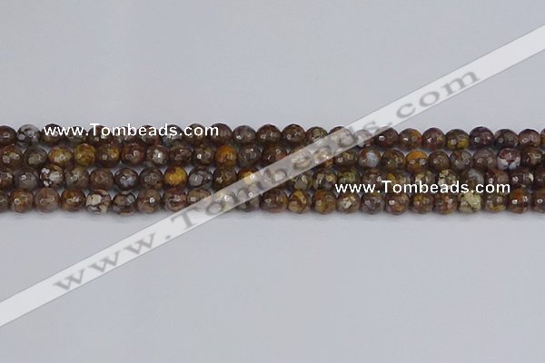 COP1387 15.5 inches 6mm faceted round fire lace opal beads