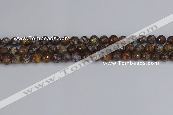 COP1388 15.5 inches 8mm faceted round fire lace opal beads