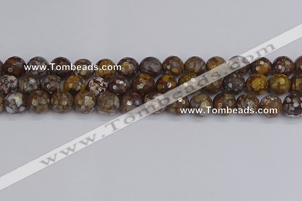 COP1390 15.5 inches 12mm faceted round fire lace opal beads