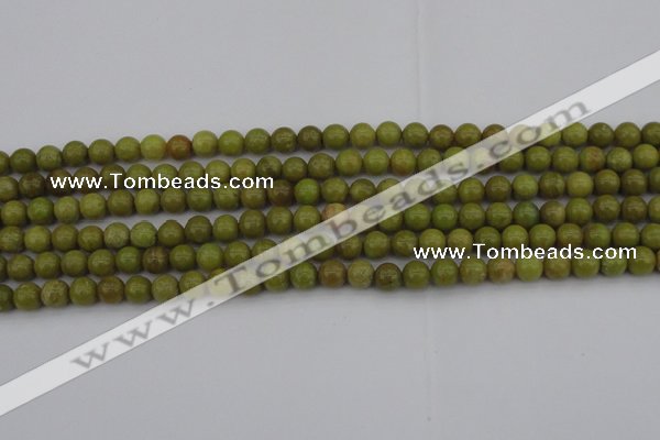 COP1400 15.5 inches 4mm round yellow opal gemstone beads