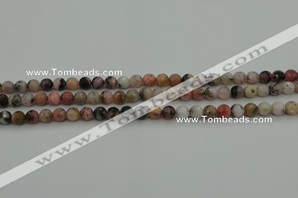 COP1411 15.5 inches 6mm faceted round natural pink opal gemstone beads