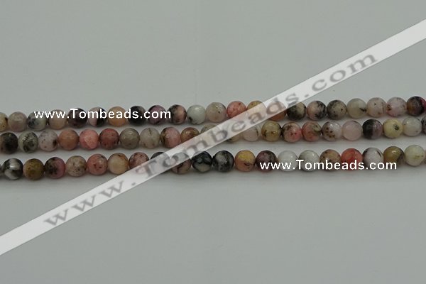 COP1412 15.5 inches 8mm faceted round natural pink opal gemstone beads