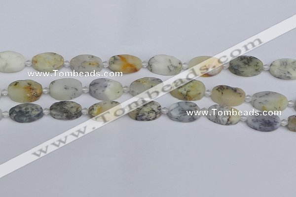 COP1432 15.5 inches 12*18mm oval white opal gemstone beads