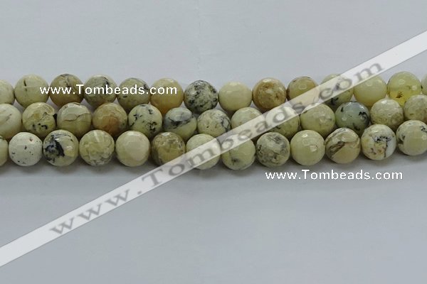 COP1474 15.5 inches 12mm faceted round African opal gemstone beads