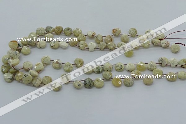 COP1482 15.5 inches 10*10mm briolette African opal gemstone beads
