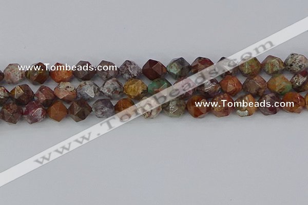 COP1503 15.5 inches 12mm faceted nuggets African green opal beads