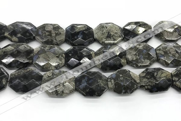 COP1551 25*30mm - 27*32mm faceted octagonal grey opal beads