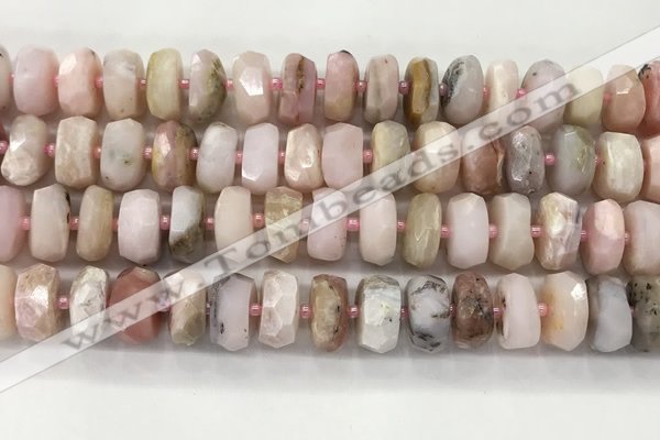 COP1553 15.5 inches 6*12mm - 8*13mm faceted tyre natural pink opal beads