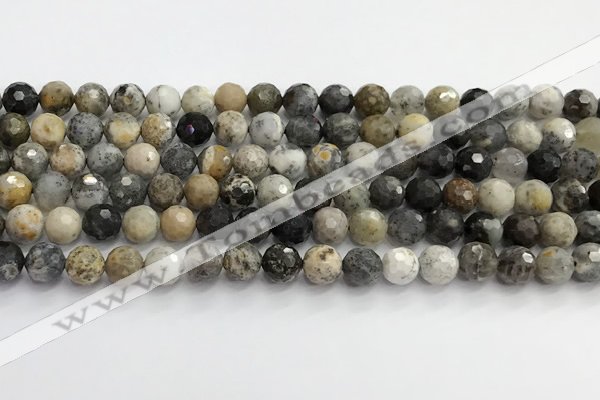 COP1610 15.5 inches 8mm faceted round moss opal beads