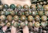 COP1645 15.5 inches 16mm faceted round green opal gemstone beads