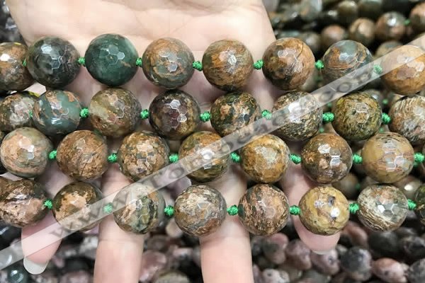 COP1645 15.5 inches 16mm faceted round green opal gemstone beads