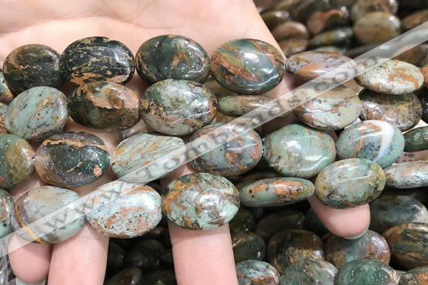 COP1654 15.5 inches 15*20mm oval green opal gemstone beads