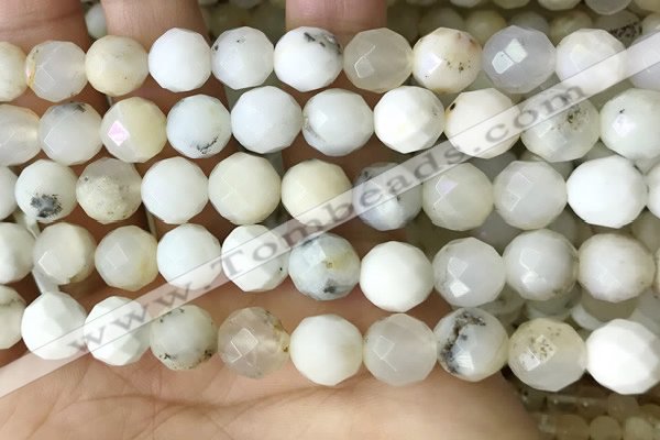 COP1668 15.5 inches 10mm faceted round white opal beads