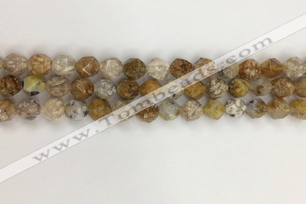 COP1675 15.5 inches 6mm faceted nuggets yellow opal gemstone beads