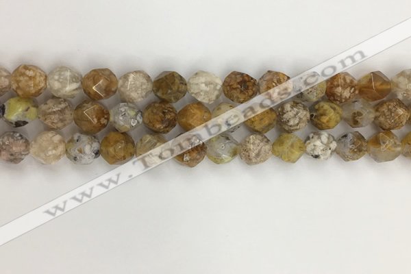 COP1677 15.5 inches 10mm faceted nuggets yellow opal gemstone beads