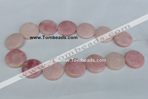 COP168 15.5 inches 30mm flat round pink opal gemstone beads
