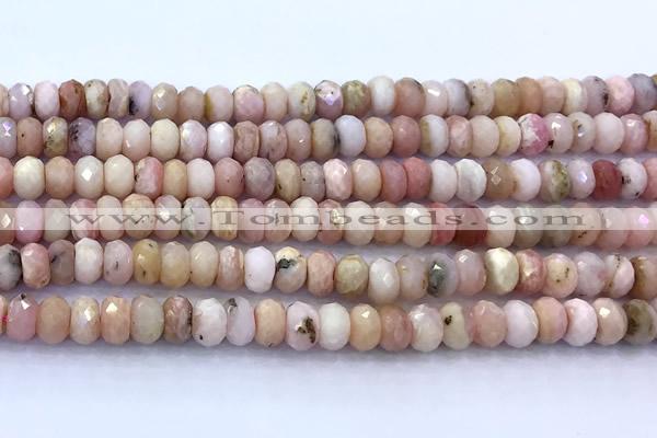 COP1875 15 inches 5*7mm faceted rondelle pink opal beads