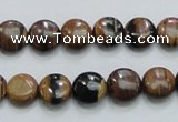 COP210 15.5 inches 10mm flat round natural brown opal gemstone beads