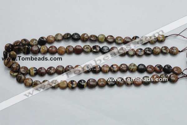 COP210 15.5 inches 10mm flat round natural brown opal gemstone beads