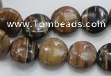 COP211 15.5 inches 14mm flat round natural brown opal gemstone beads