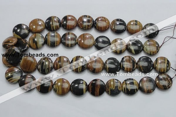 COP213 15.5 inches 20mm flat round natural brown opal gemstone beads