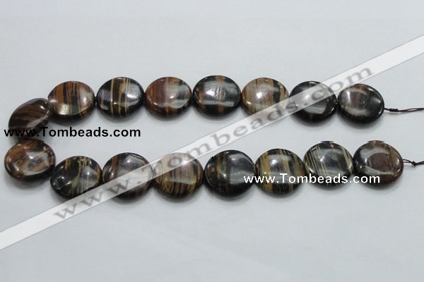 COP214 15.5 inches 25mm flat round natural brown opal gemstone beads