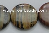 COP215 15.5 inches 30mm flat round natural brown opal gemstone beads