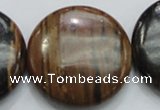 COP216 15.5 inches 35mm flat round natural brown opal gemstone beads