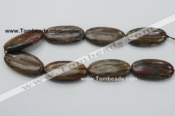 COP236 15.5 inches 25*50mm oval natural brown opal gemstone beads