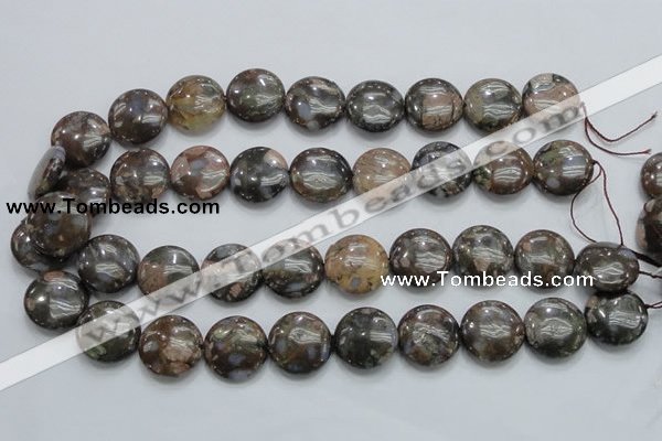 COP251 15.5 inches 20mm flat round natural grey opal gemstone beads