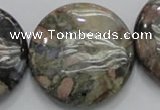COP253 15.5 inches 40mm flat round natural grey opal gemstone beads