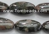 COP256 15.5 inches 15*30mm oval natural grey opal gemstone beads